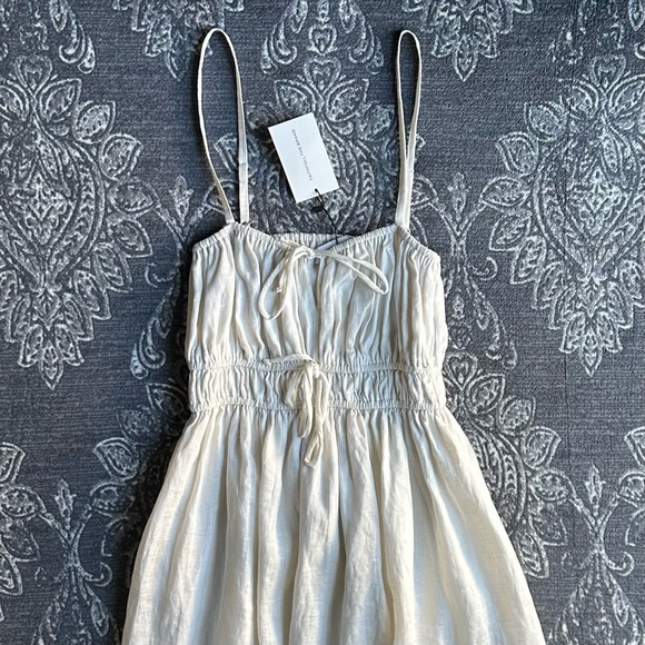 Faithfull The Brand Shivka Mini Dress in Plain Egg Shell Size US 6 - Picture 6 of 11